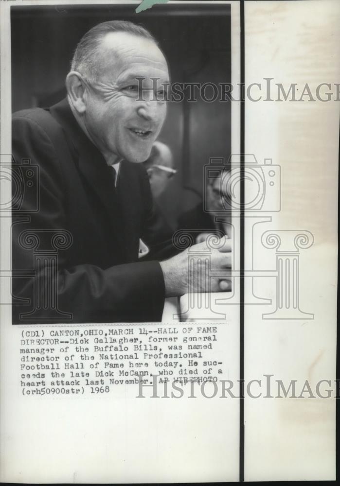 1968 Press Photo Dick Gallagher, named director of football Hall of Fame. - Historic Images