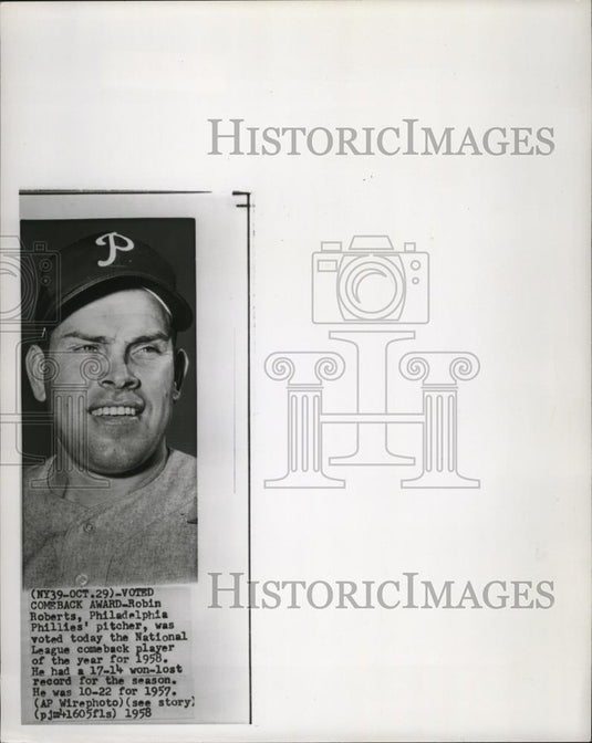 1958 Press Photo Robin Roberts, Philadelphia Eagles - cvb76967 - Historic Images