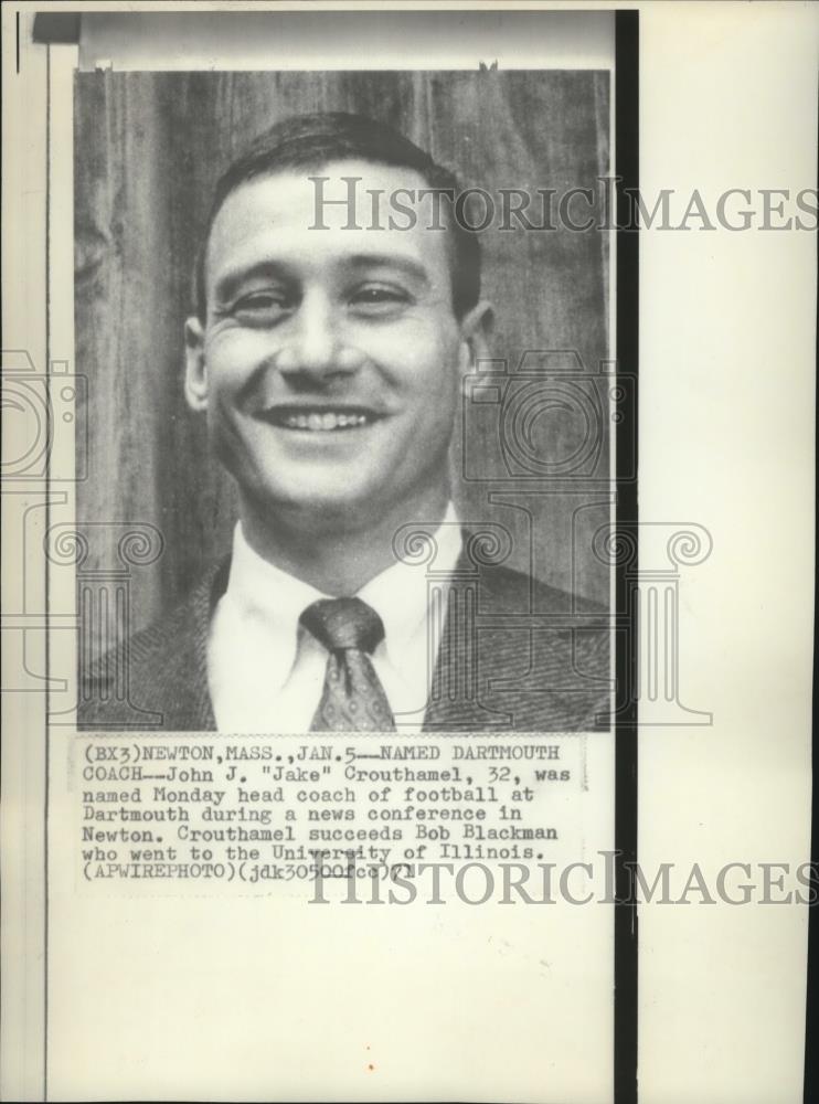 1971 Press Photo John J. Crouthamel, named new Dartmouth football head coach - Historic Images