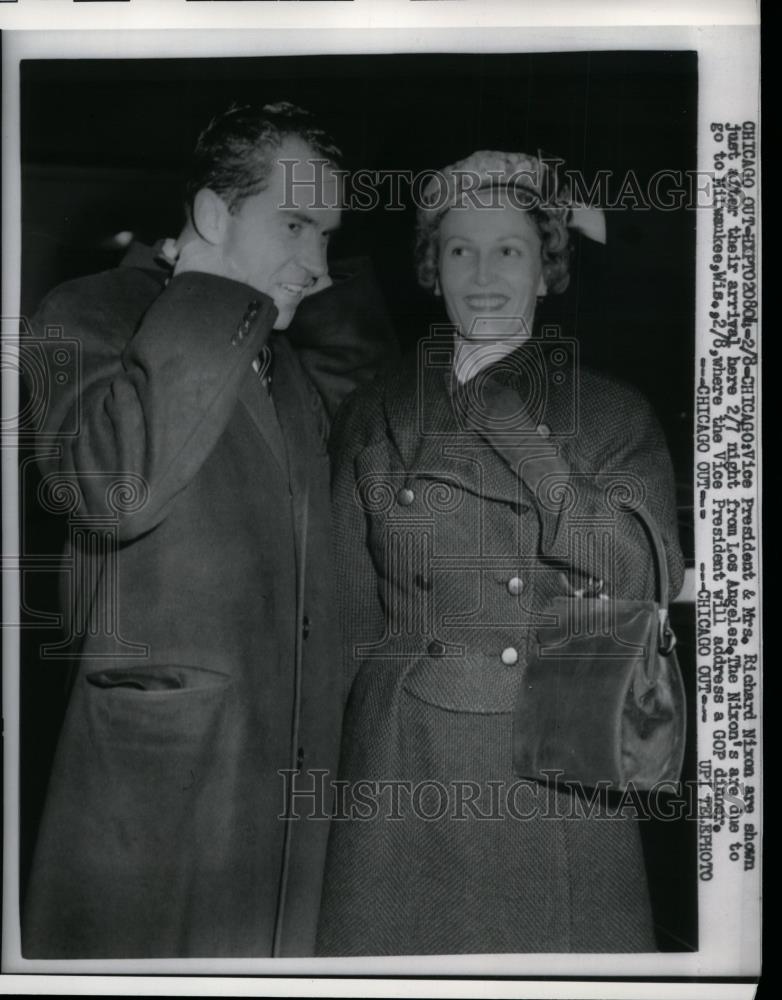 1960 Press Vice Pres &amp; Mrs Nixon are Shown After Their Arrival From Los Angeles - Historic Images