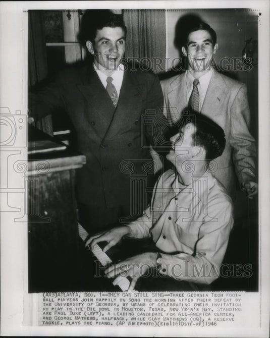 1946 Press Photo Paul Duke,George & Clay Mathews- Georgia Tech football players - Historic Images
