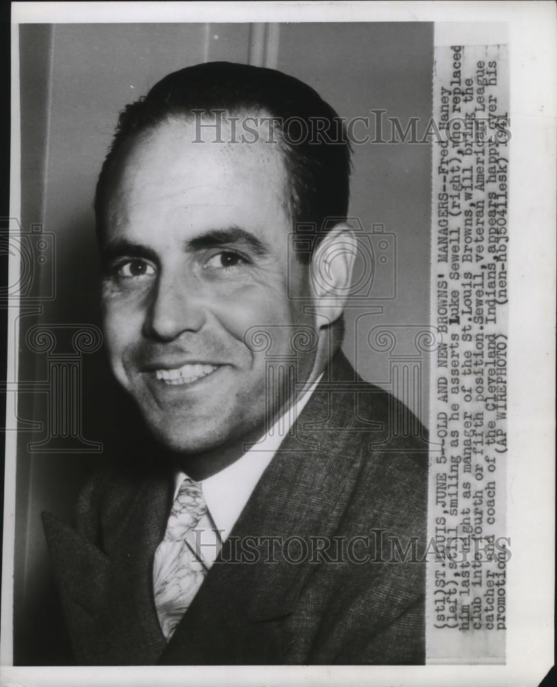 1941 Press Photo Luke Sewell promoted as manager of the St. Louis Browns - Historic Images