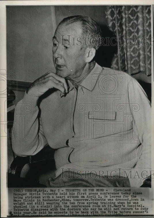 1964 Press Photo Cleveland Manager Birdie Tebbetts suffers heart attack - Historic Images