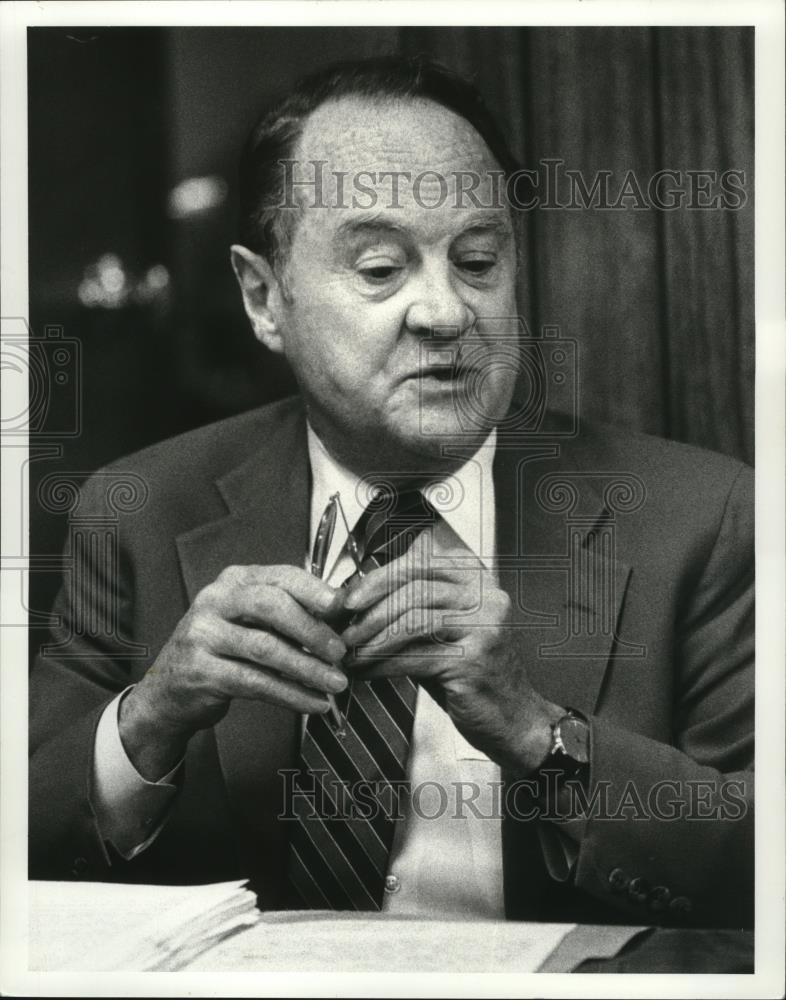 1987 Press Photo Clarence Carlin, village solicitor at the Reminderville meeting - Historic Images