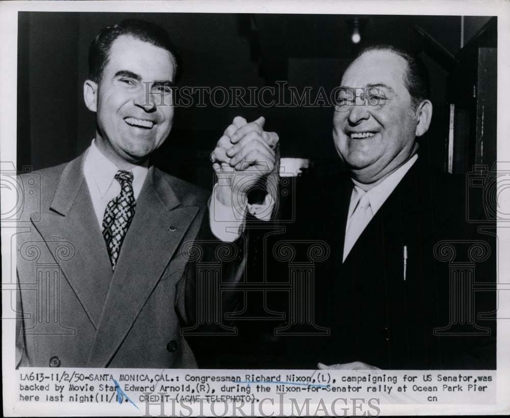 1950 Press Photo Congressman Richard Nixon, and movie star Edward Arnold - Historic Images