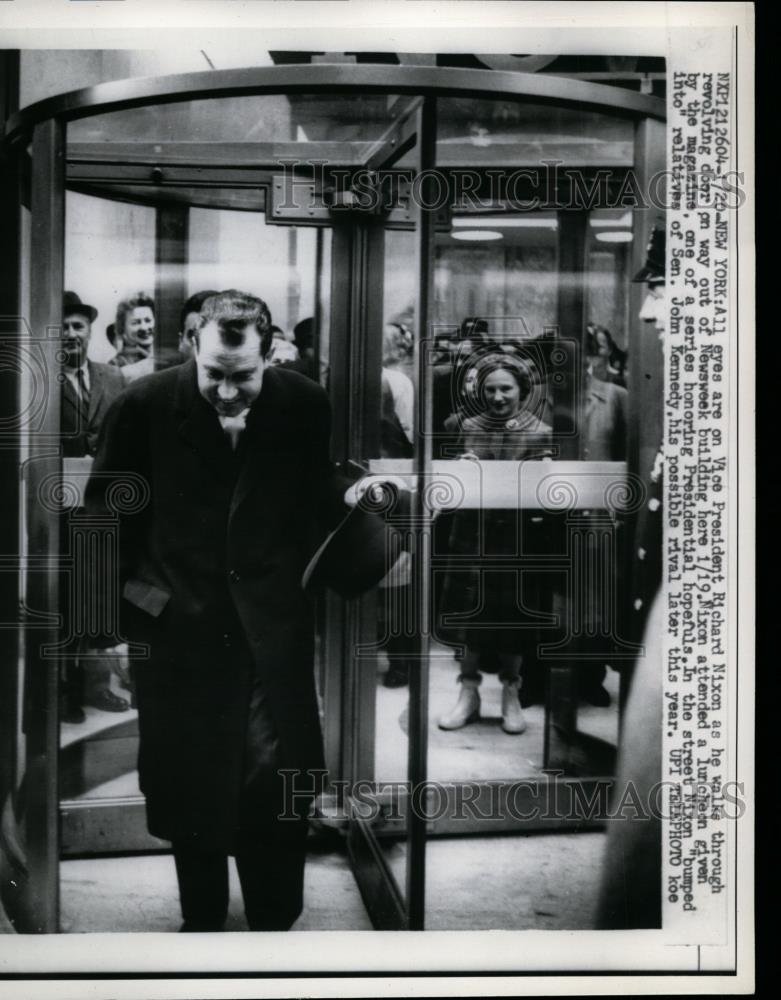 1960 Press Photo Richard Nixon Leaves Newsweek Building, New York - nef28496 - Historic Images