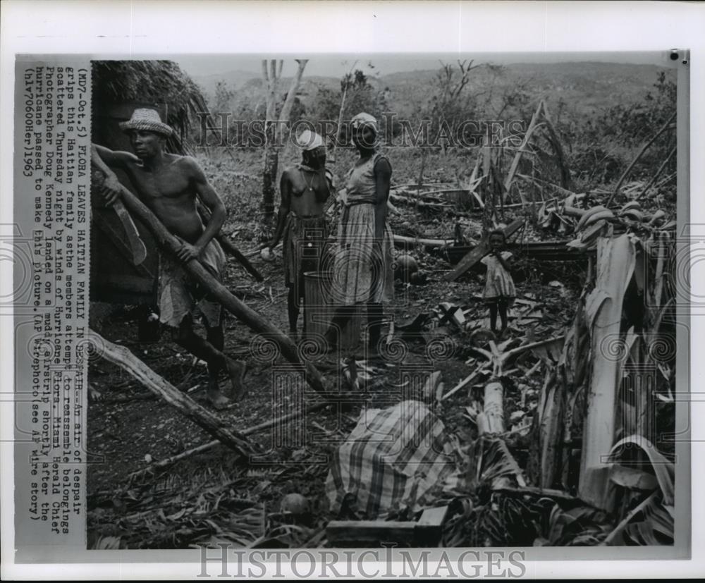 1963 Wire Photo Haitian family affected by devastation of Hurricane Flora - Historic Images