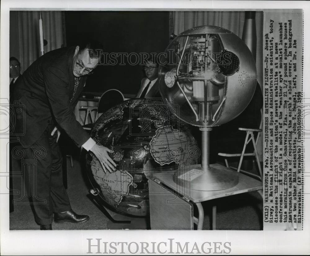 1959 Wire Photo Dr Joseph Sirey, NASA Scientist- Weather Eye in Washington - Historic Images