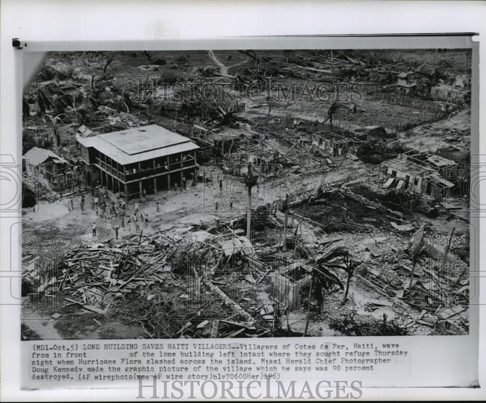 1963 Wire Photo Villagers of Cotes de Fer, Haiti hit hard by Hurricane Flora - Historic Images