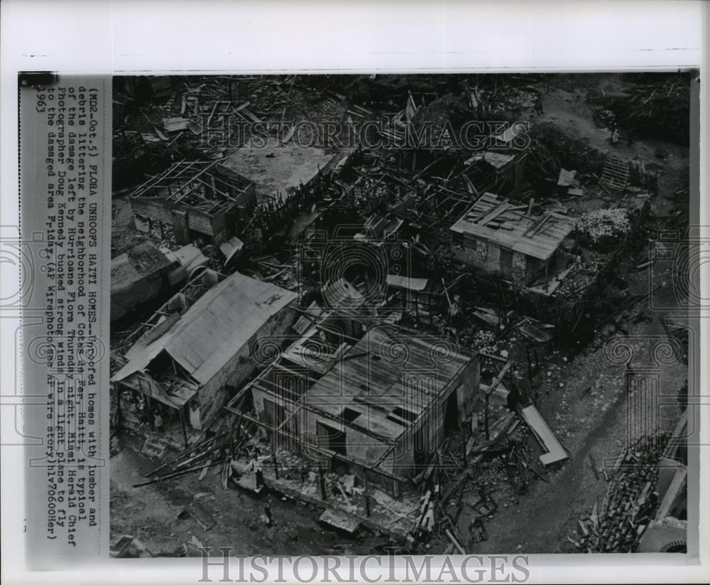 1963 Wire Photo Devastation on Cotes de Fer, Haiti after Hurricane Flora - Historic Images