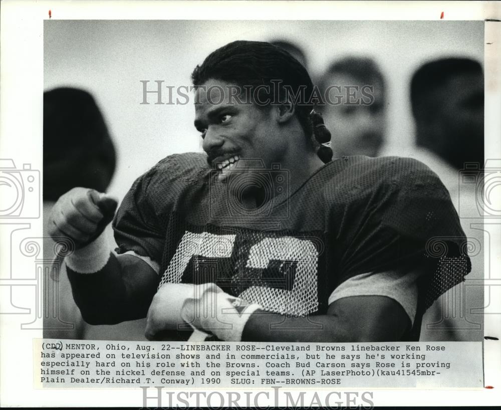 1990 Wire Photo Cleveland Browns Linebacker Ken Rose Smiling - cvw25934 - Historic Images