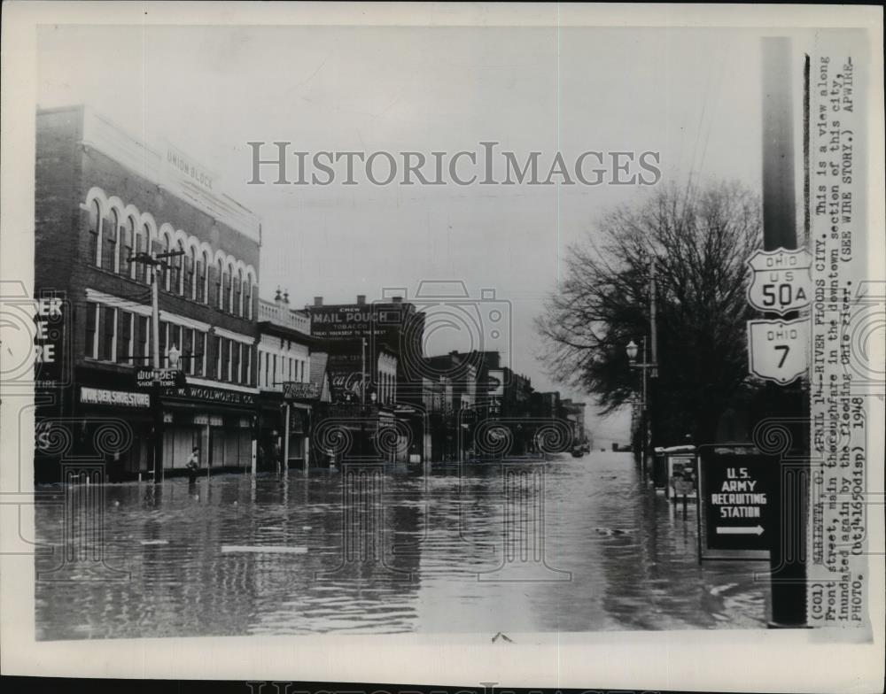 1948 Wire Photo View of Front Street flooded by Ohio River - cvw25984 - Historic Images