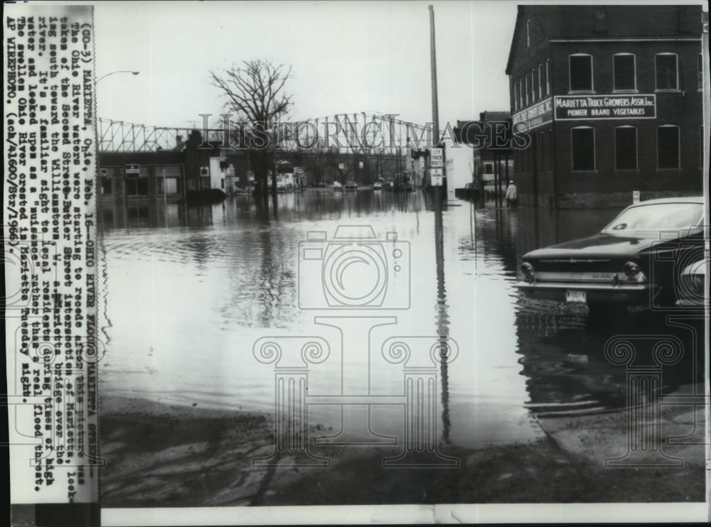 1966 Wire Photo Second Street-Butler Street View where water starts to recede - Historic Images