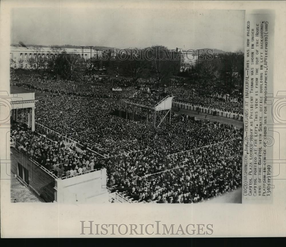 1949 Wire Photo Packed Capitol Plaza during President Truman&#39;s Inauguration - Historic Images