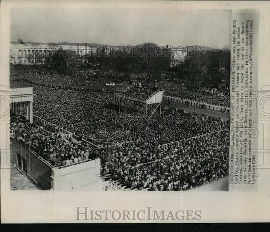 1949 Wire Photo Packed Capitol Plaza during President Truman's Inauguration - Historic Images