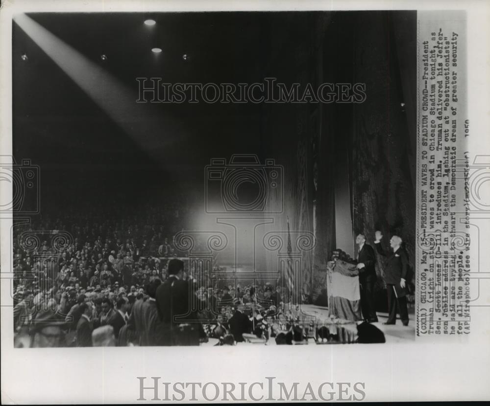 1950 Wire Photo President Truman delivered Jefferson Jubilee address in Chicago - Historic Images