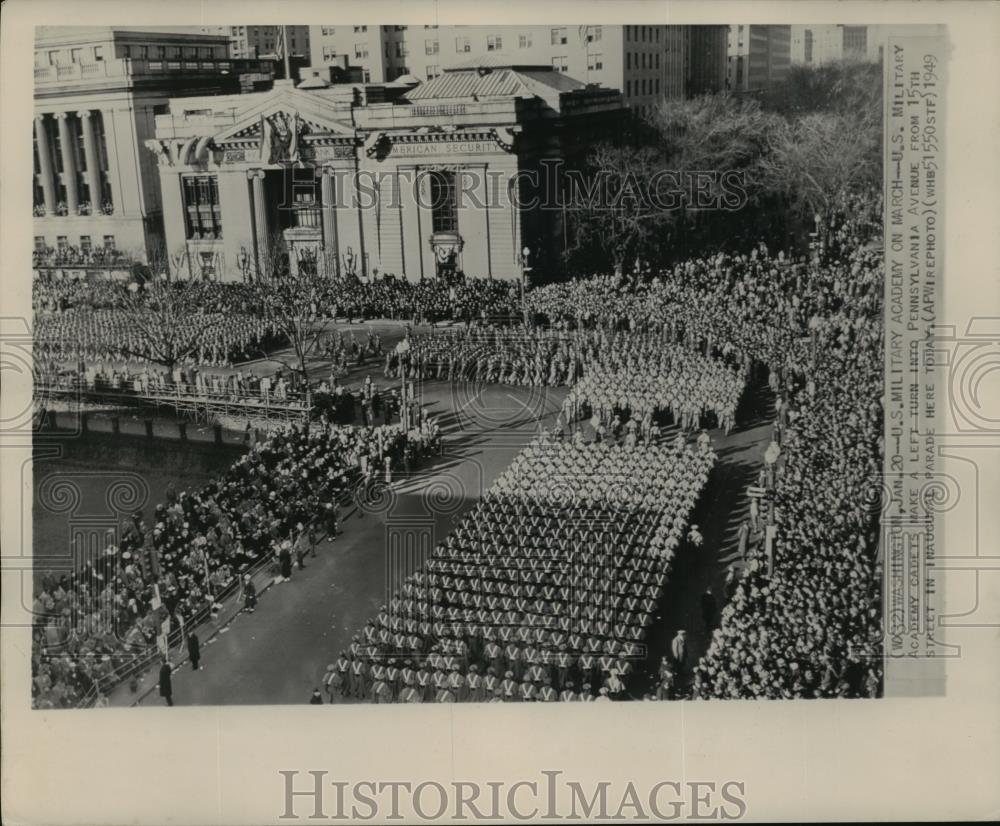 1949 Wire Photo Inaugural parade of cadets at Pennsylvania Ave from 15th street - Historic Images