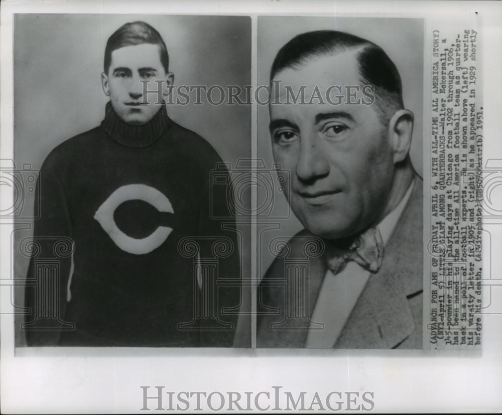 1951 Wire Photo Walter Eckersall, a 145-pounder quarterback of Chicago - Historic Images