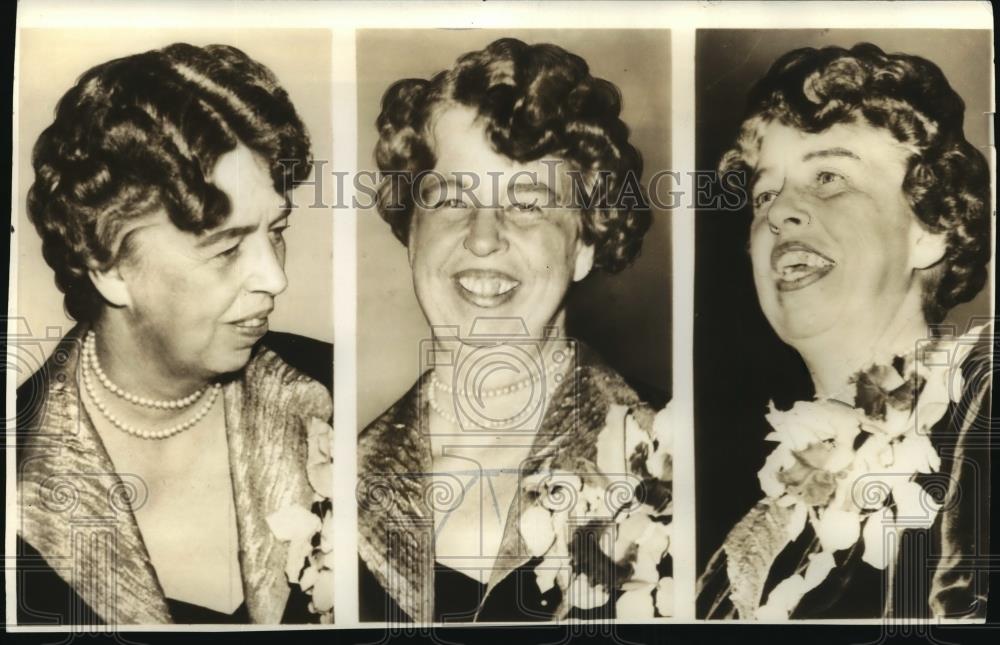 1938 Wire Photo Mrs Franklin D Roosevelt with curly hair as she address Hammond - Historic Images