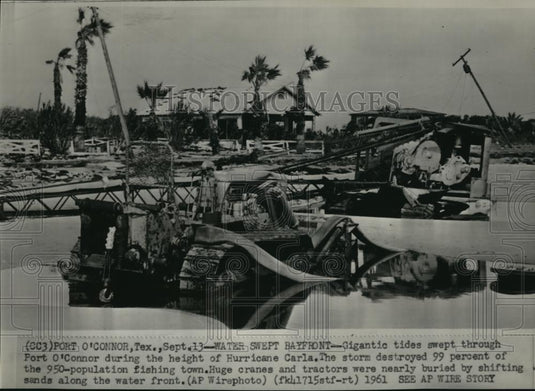 1961 Wire Photo Remains of Port O'Connor after devastation by Hurricane Carla - Historic Images