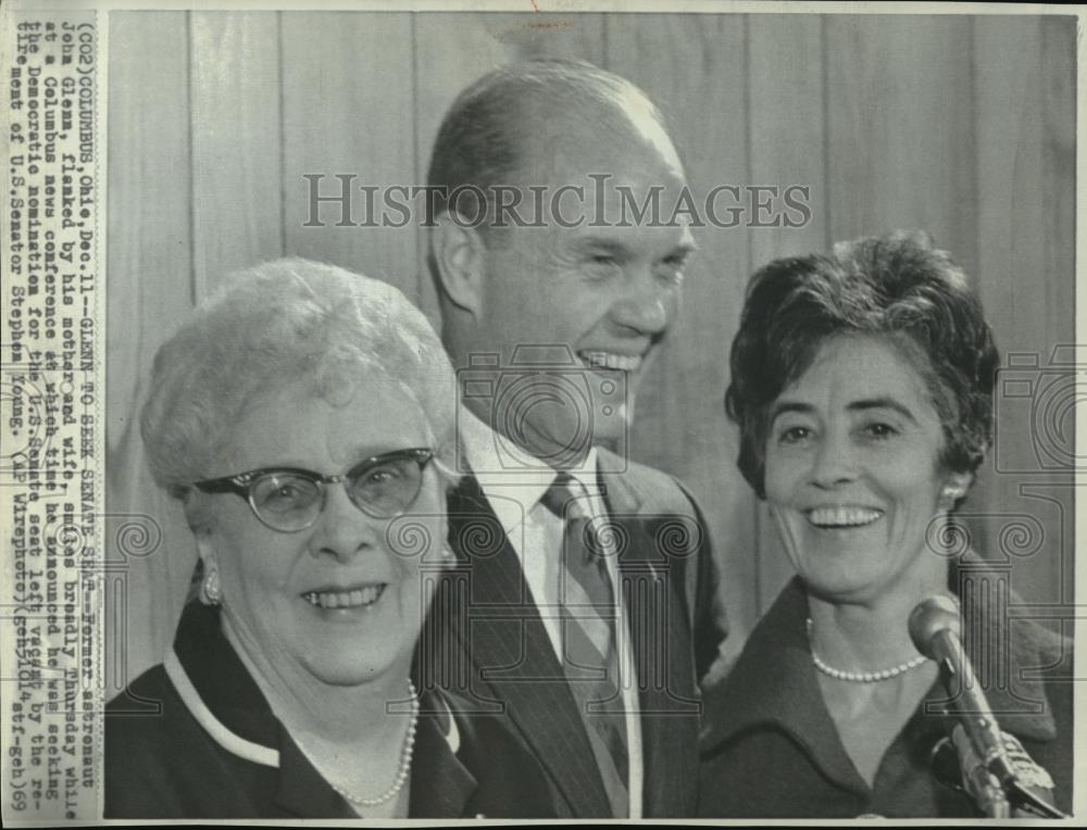 1969 Wire Photo John Glenn, Pres Con-seeking Senate Democratic nomination in Oh - Historic Images