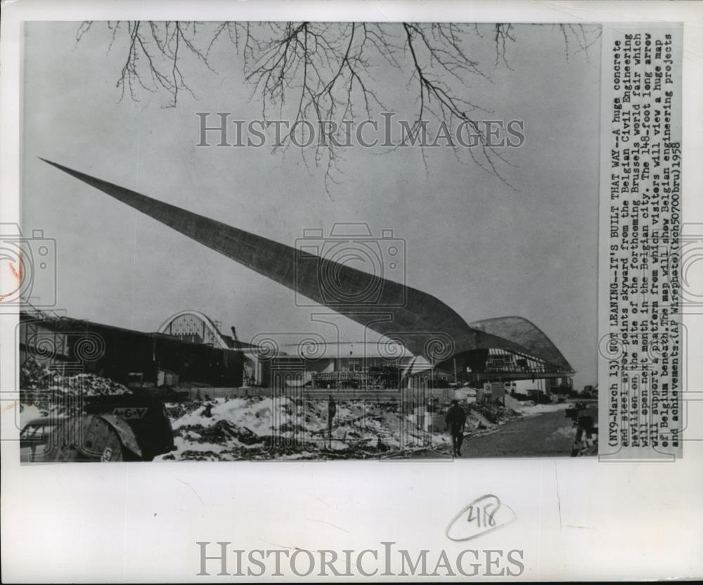 1958 Wire Photo Belgian Civil Engineering pavilion- Brussels World Fair - Historic Images