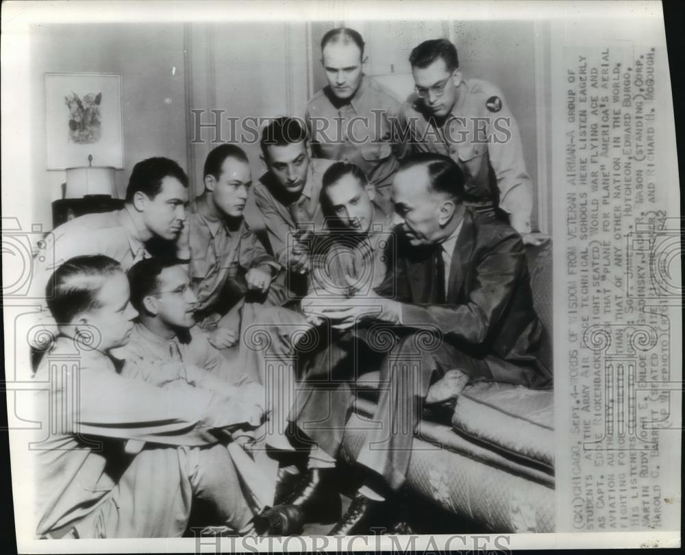 1942 Wire Photo Capt Eddie Rickenbacker at the Army Air Force Technical schools - Historic Images