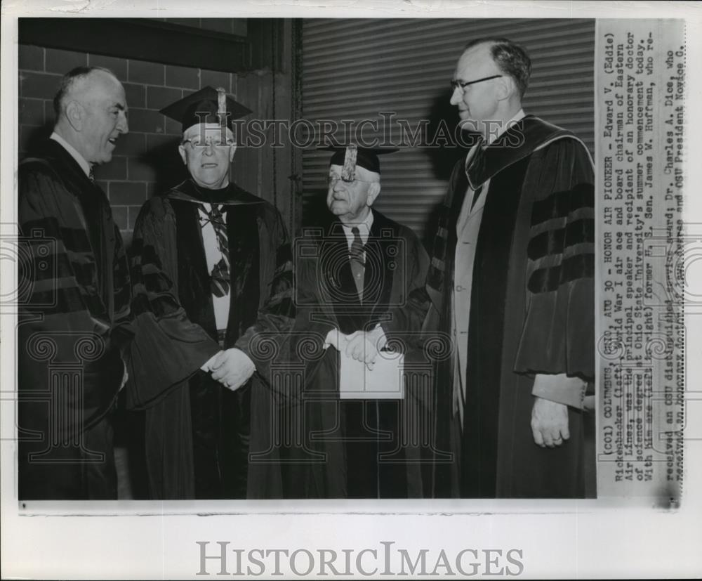 1957 Wire Photo Edward Rickenbacker, recipient of Honorary Doctor of Science - Historic Images