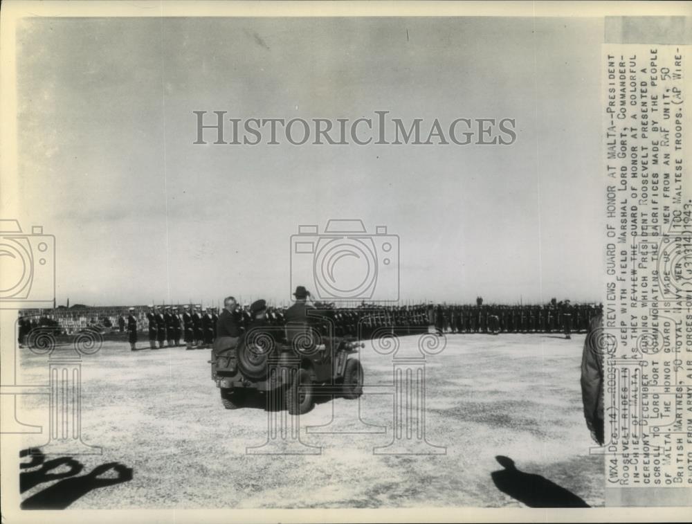 1943 Wire Photo President Roosevelt Reviews Guard of Honor at Malta - cvw26425 - Historic Images