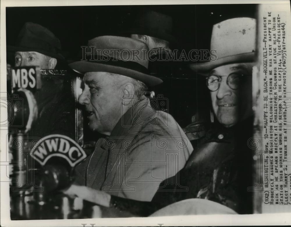 1944 Wire Photo Presidents Franklin Roosevelt and Harry Truman - cvw26448 - Historic Images