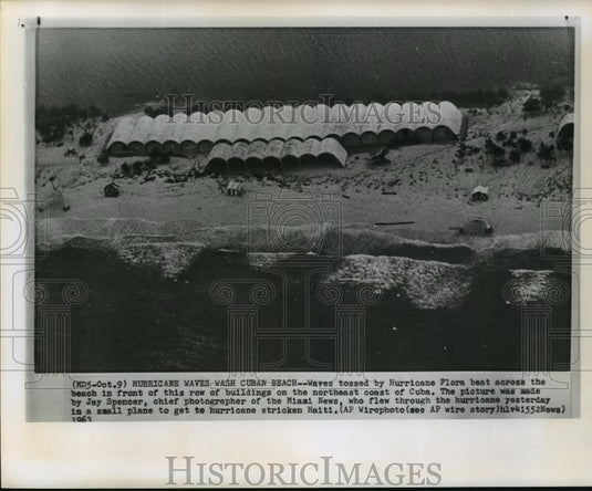1963 Wire Photo Waves tossed by Hurricane Flora hits Cuban Beach - cvw26503 - Historic Images