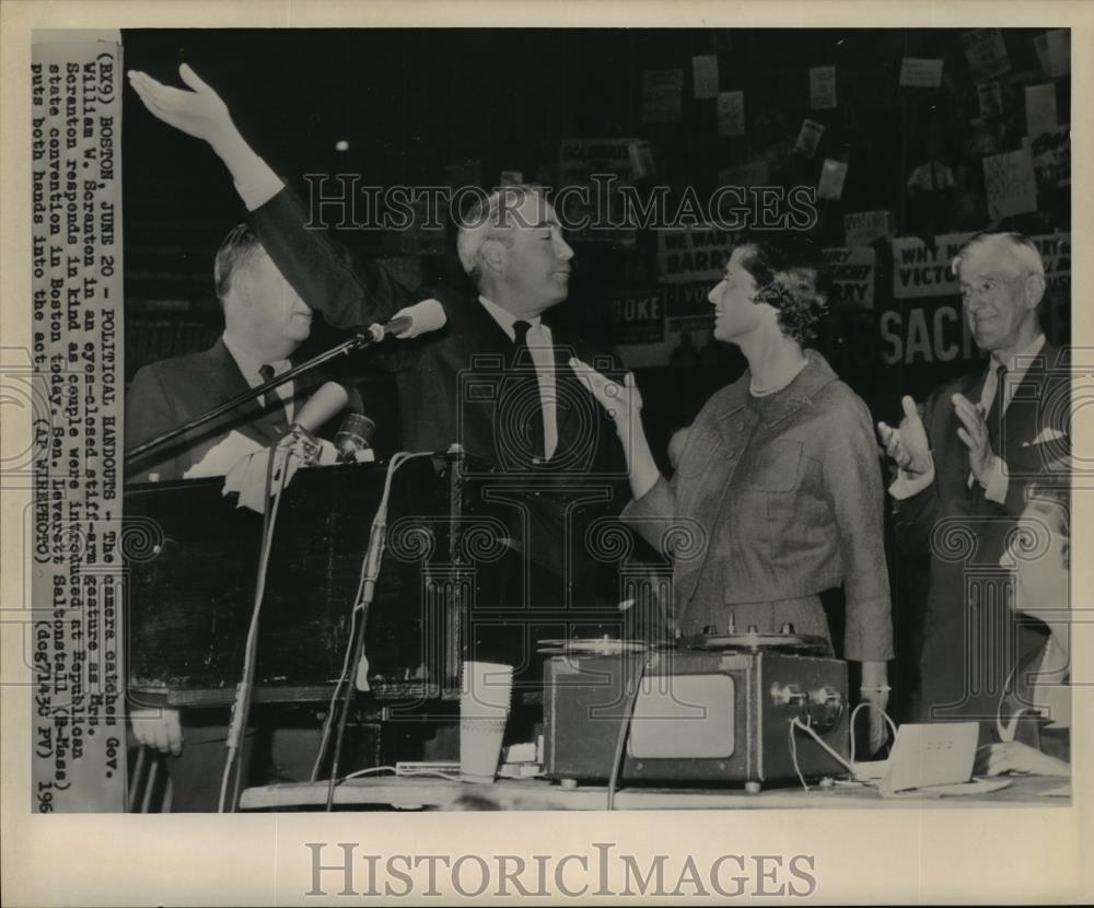 1964 Wire Photo Mr. and Mrs. Scranton were introduced at Republican Convention - Historic Images