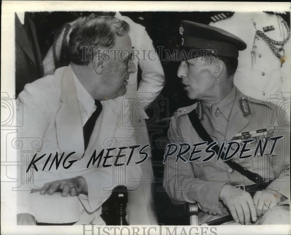 1942 Wire Photo King George II of Greece &amp; President Roosevelt at White House - Historic Images