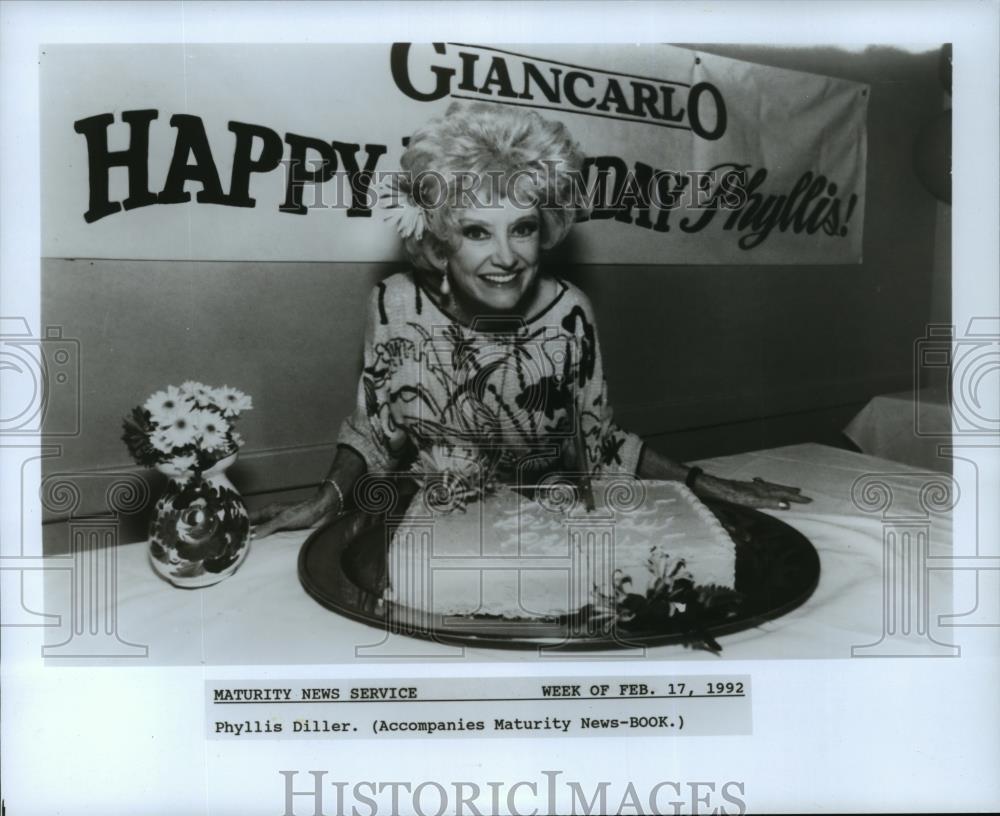 1992 Wire Photo Phyllis Diller, celebrating her birthday - cvw26607 - Historic Images