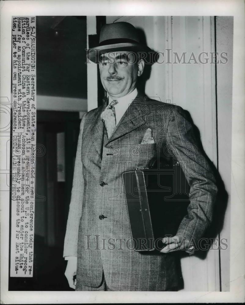 1950 Press Photo Secretary of State Dean Acheson in Press Conference, Washington - Historic Images