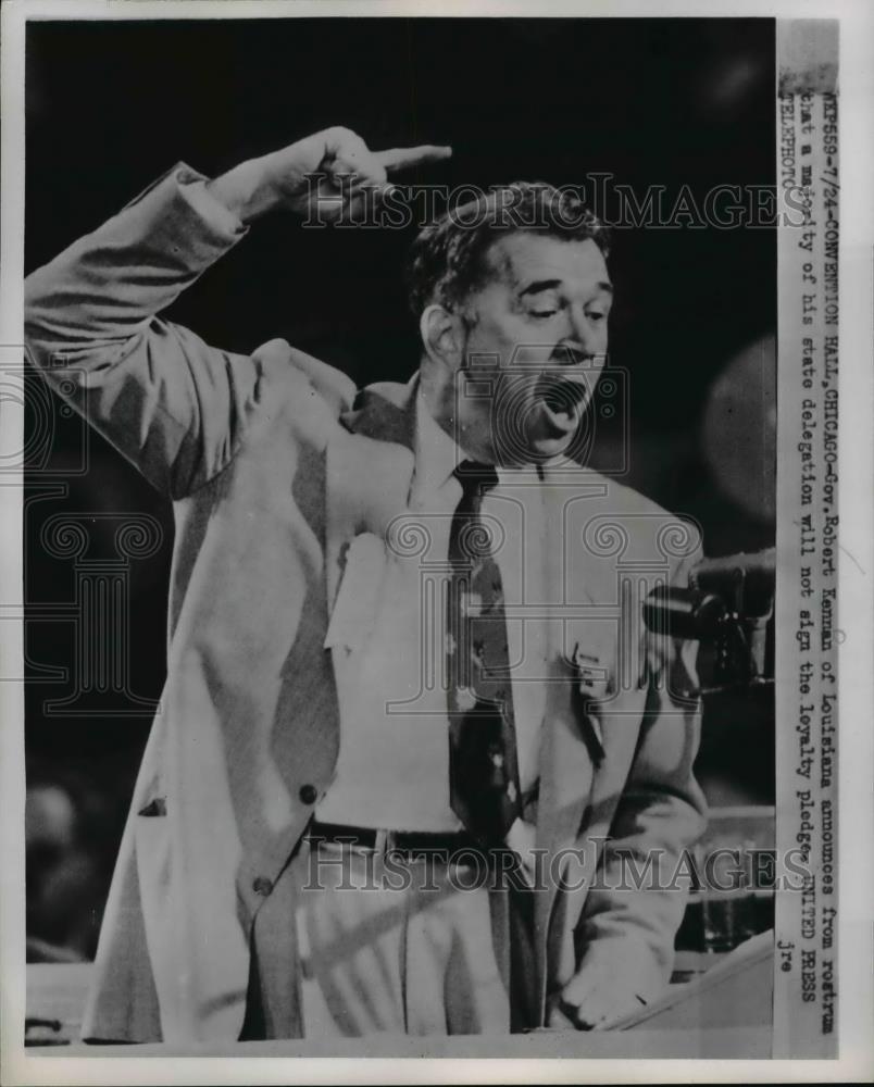 1952 Press Photo Governor Robert Kennan of Louisiana on Rostrum, Convention Hall - Historic Images