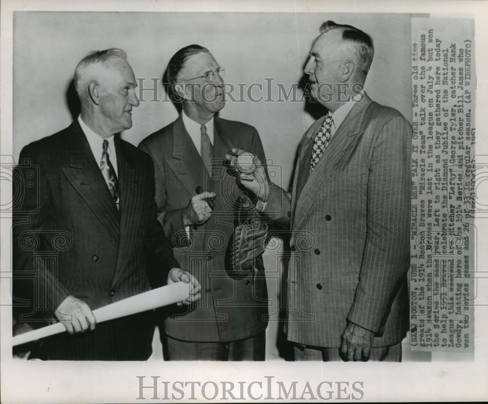 1951 Wire Photo Three old time greats of the 1914 Boston Braves &quot;Miracle Men&quot; - Historic Images