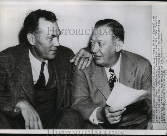 1946 Wire Photo Bill Dickey (L), appointed new manager of the Yankees - Historic Images