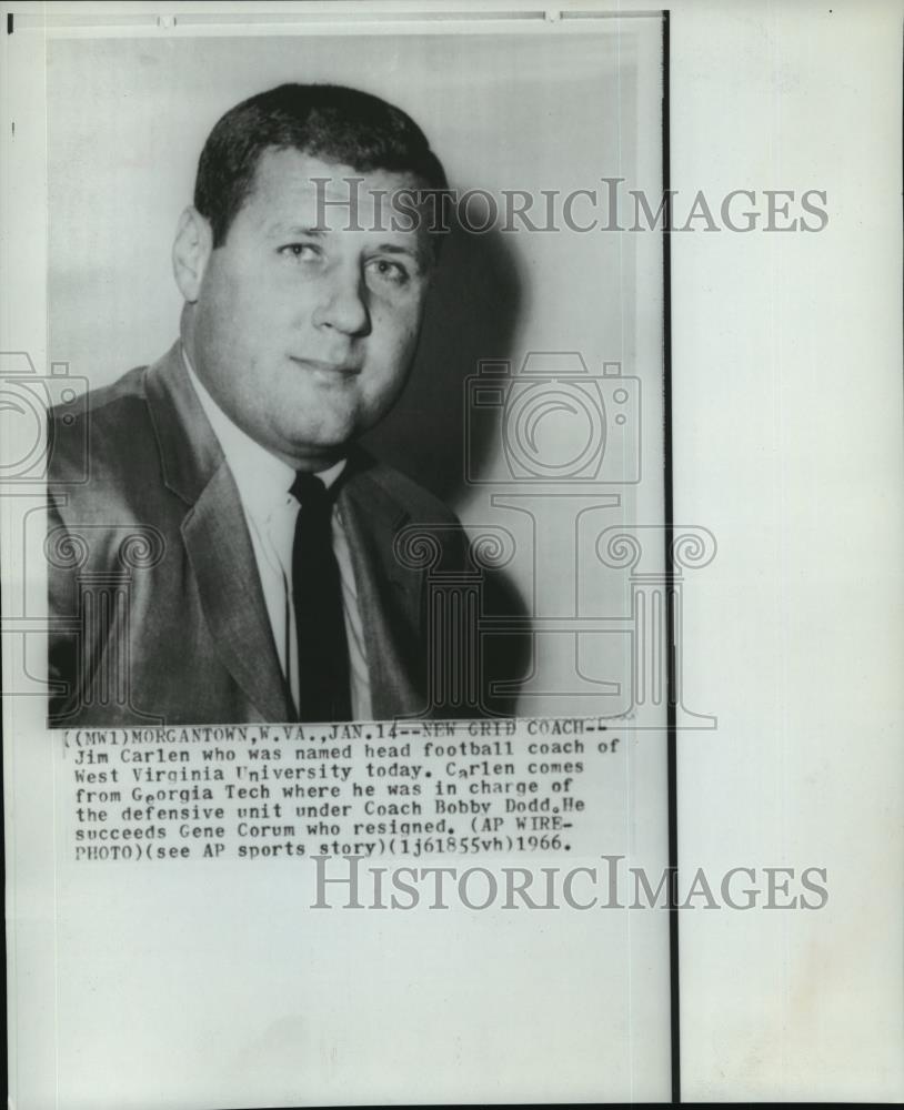 1966 Wire Photo Jim Carlen was named West Virginia new head coach - cvw26842 - Historic Images