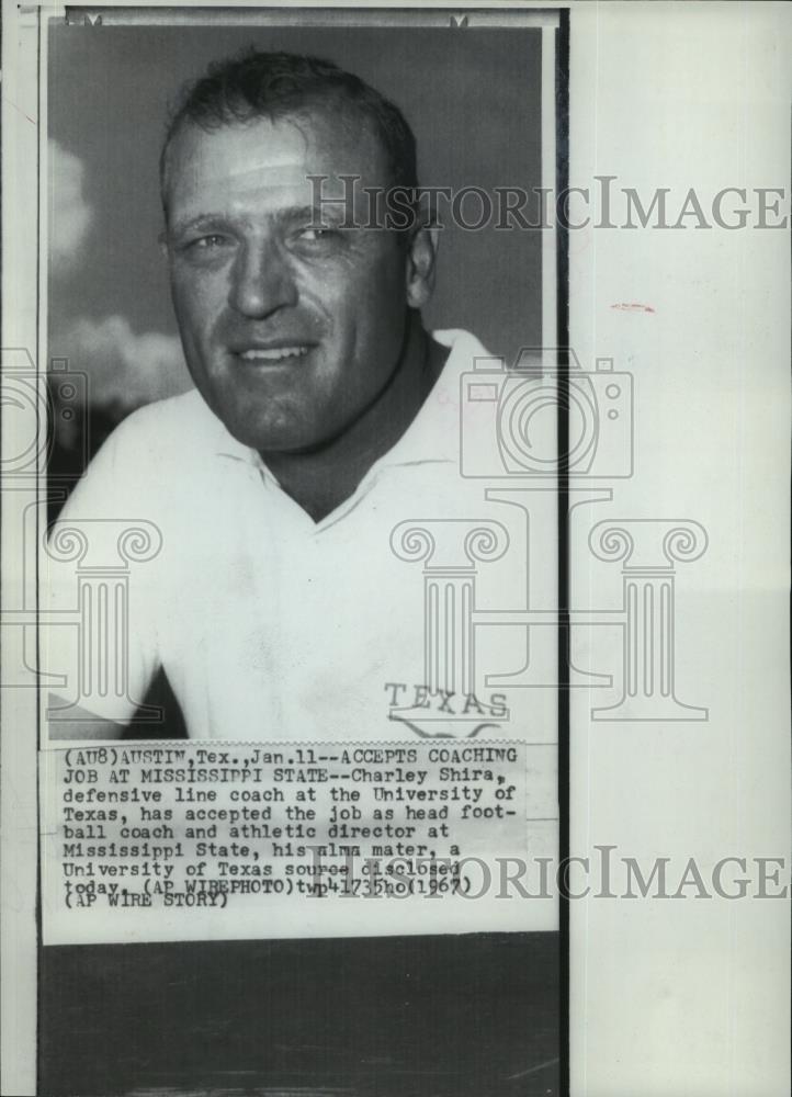 1967 Wire Photo Charley Shira, new head coach at the University of Texas - Historic Images