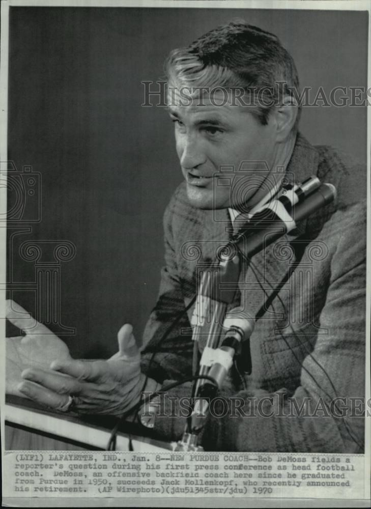 1970 Wire Photo Bob DeMoss during first press conference as head football coach - Historic Images