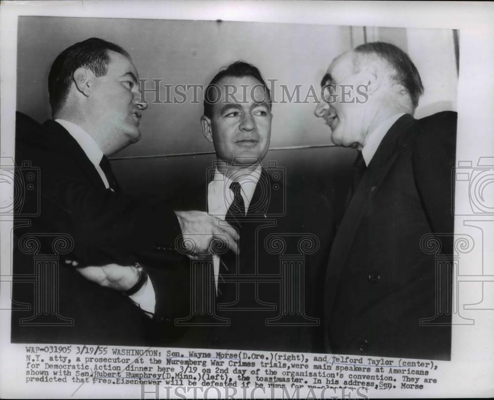 1955 Press Photo Senator Wayne Morse at Americans Democratic Action Dinner in DC - Historic Images