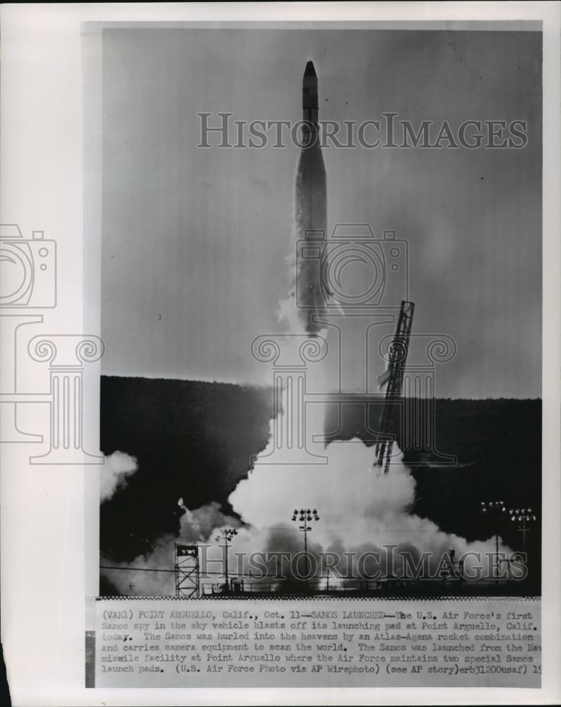1960 Wire Photo US Air Force's first Samos spy launched from Point Arguello, CA - Historic Images
