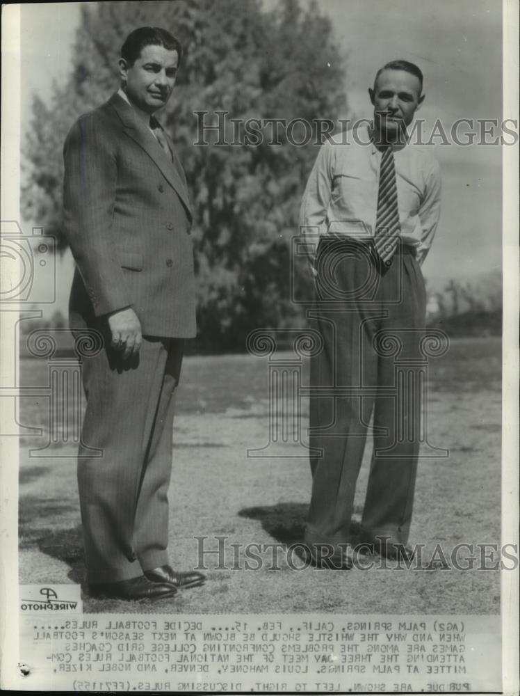 1936 Wire Photo Football coaches Louis Mahoney and Noble Kizer - cvw26996 - Historic Images