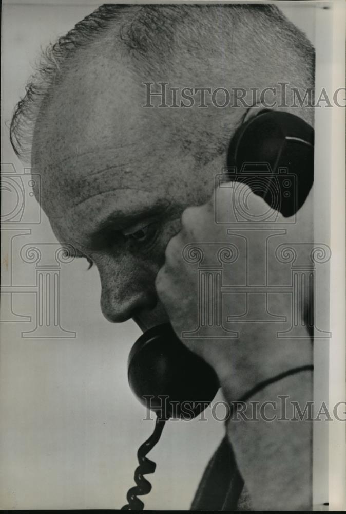 1962 Wire Photo Astronaut John Glenn on telephone at Cape Canaveral, Fla - Historic Images