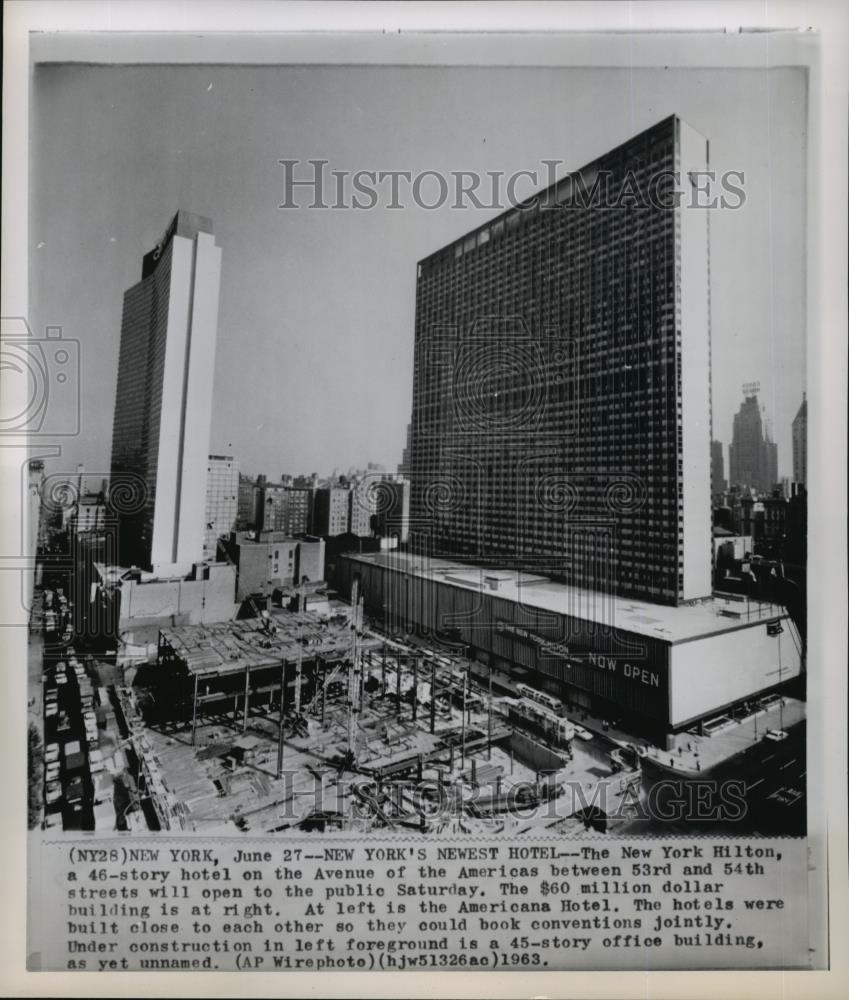 1963 Wire Photo New York&#39;s Newest hotel The New York Hilton. - cvw27185 - Historic Images