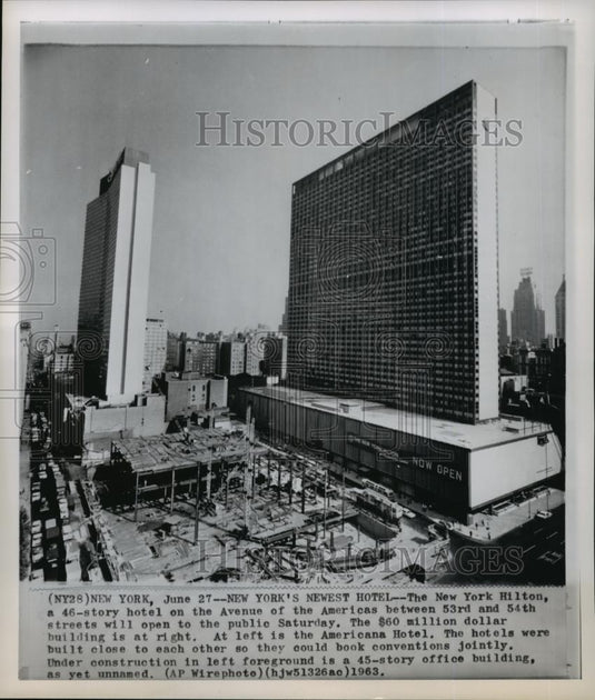 1963 Wire Photo New York's Newest hotel The New York Hilton. - cvw27185 - Historic Images