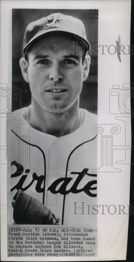 1947 Wire Photo Pittsburgh Pirate third baseman Frank Gustine - cvw27201 - Historic Images