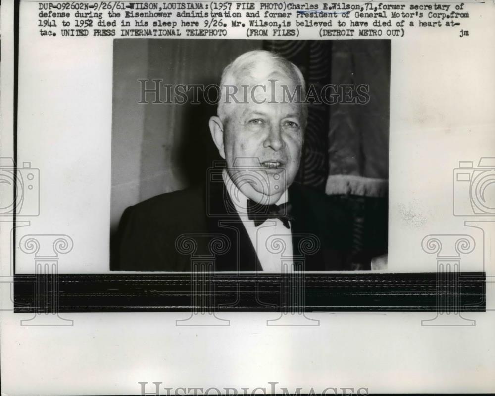 1961 Press Photo Charles E Wilson, 71, Died In His Sleep Here September 26. - Historic Images