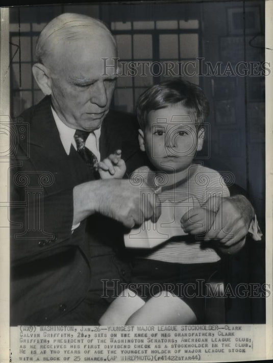 1944 Wire Photo Baseball-Clark Calvin Griffith, major league stockholder. - Historic Images